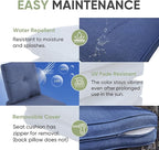 Outdoor Chair Cushion Set of 2, Waterproof Outdoor Seat Cushions 25x22, Patio Chair Cushions for Outdoor Furniture, Couch Cushion Replacement, Include 2 Back & 2 Seat Cushions, Button/Blue
