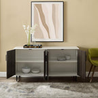 Walker Edison Fehr Modern 4 Door Bookmatch Buffet, 58 Inch, Ash Brown
