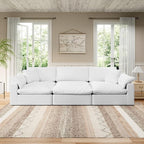 Modular Sectional Sofa Cloud Couch,Down Filled Comfy Cloud Modern Sofa,White Linen Oversized Couch Cushion Covers Removable for Living Room(3 Seater)