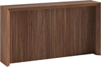 Henn&Hart 56'' Wooden Rectangular Fluted Console Table Entryway Table, Sofa Table for Entryway, Living Room, Couch, Hallway, or Office, Satin Walnut