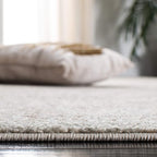 SAFAVIEH Evoke Collection Area Rug - 6'7" Square, Ivory & Taupe, Distressed Design, Non-Shedding & Easy to Clean, Ideal for Living Room, Bedroom, Dining Space (EVK256E)
