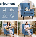 Accent Chair Set of 4, Modern Living Room Chairs with Wingback, Comfy Upholstered High Back Single Sofa for Bedroom, Mid-Century Reading Armchair Sillas para Sala