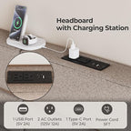 King/Cal King Size Upholstered Headboard, Adjustable Head Boards with LED Light & Charging Station, Bed Headboard Only, Attach Frame, Ideal for Bedroom, Dorm, Guest Room, Beige