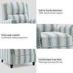 Lumibee Recliner Chairs Set of 2,Pushback Armchairs for Small Spaces,Adjustable Backrest & Footrest Accent Chairs in Comfy Fabric for Living Room, Bedroom-Stripe Bluee