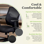 HON Crio Ergonomic Office Chair, High Back Task Chair with Adjustable Arms, Lumbar Support, 360 Swivel, Center-Tilt Recline, for Desks, Computers, Home Office, Black