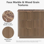 win2win 9 Drawer Dresser, Mid Century Modern Dresser with Storage, 55" Wide Fluted Chest of Drawers with Faux Marble Top, Dressers TV Stand, Drawers Organizer for Bedroom, Living Room, Hallway Walnut