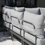 Sundale Outdoor 2 Pieces Metal Patio Furniture Set, Outdoor Sectional Sofa w/6 Inch Olefin Cushion, Modern Outdoor Conversation Sets
