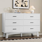 Dresser for Bedroom with 6-Drawer, 47.2" Modern Chest of Drawers with Metal Handles, X-Shape Base & Adjustable Center Leg, Anti-Tip Closet Organizers and Storage