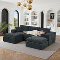 108" Sectional Couches for Living Room Boneless Couch Upholstered Cloud Couch Sectional Modular Sectional Sofa with L Shaped (Chenille-Blue, 3 Seat+2 Ottoman)