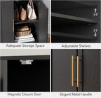 Sideboard Buffet Cabinet with Storage, Modern Accent Cabinet with Arched Doors & Shelf, 31.5" Modular Media Console, Minimalist Credenza for Living Room Kitchen Dining Room Entryway, Black
