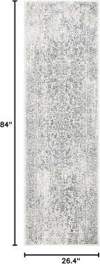 SAFAVIEH Evoke Collection 2'2" x 7' Ivory/Grey EVK256F Oriental Distressed Non-Shedding Living Room Entryway Foyer Hallway Bedroom Runner Rug