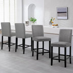 LSSPAID Counter Height Bar Stools Set of 4, 24.8 Inch Upholstered Fabric Barstools, Modern Kitchen Island Chairs with Backrest and Solid Wood Legs, Grey