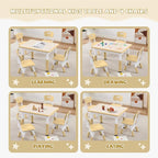 Adjustable Kids Table Chairs Set – Graffiti Desktop, Multi-Activity Height-Adjustable Toddler Study Desk for Ages 3-8 – Ideal for Home, Classroom, Daycare (W-Brown, 4 Chairs-31.5" L x 23.6" W)