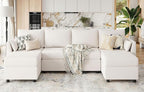 114.17" Modular Sectional Sofa, 6 Seat Sectional Couches with Storage, Memory Foam, Convertible Modular Couch for Living Room, U Shaped Comfy Modular Sofa with Chaise, Beige