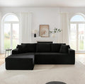Upgrade 108’’ L Shape Cloud Couch, Plush Corduroy Sectional Sofa with Chaise, Boneless Couches for Living Room Bedroom, No Assembly Required (Black, Left Facing Chaise)