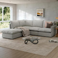 Waterproof Cloud Sectional Sofa for Living Room,High Backrest Down Filled Couches,5 Seater Oversized Modular V-Shaped Sofa,Detachable Couch Covers,Light Grey