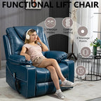 Large Power Lift Recliner Chair Sofa with Massage and Heat for Big and Tall Elderly,Infinite Positions,Dual Motor,Cup Holders,Air Leather Home Theater Seat
