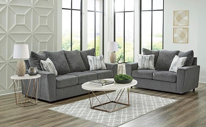 Signature Design by Ashley Stairatt Casual Loveseat with Flared Arms, Gray
