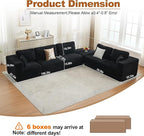 Cloud Modular Sectional Sofa Couch,L-Shape Modern Boneless Sectional Couch with Deep Seat,Upholstered Couches for Living Room Bedroom,No Assembly Required,Black
