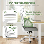 Office Chair Ergonomic Desk Chair - Mesh High Back Office Chair with Headrest Wheels Lumbar Support Home Desk Office Chairs Flip up Armrest Executive Rolling Swivel Task Computer Chair White