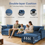 146" Cloud Chenille Sectional Couch 4+2 with Ottomans｜Large Modular Sofa for Spacious Living Rooms｜FSC Solid Wood Frame｜29.1" Deep Seat｜Easy Assembly & 1YR Guarantee