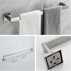 Bathroom Hardware Set Bathroom Accessories Set SUS304 Towel Bar Set Includes Towel Bar Inch+Towel Holder+Toilet Paper Holder+Towel Hook (5, Brush Nickel)