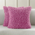 FUTEI Hot Pink Decorative Throw Pillow Covers 20x20 Inch Set of 2,Soft Fluffy Faux Wool Fur Boucle Textured Cushion Case,Modern Home Decor for Couch Bed Living Room Office