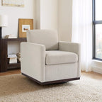 UIXE Swivel Accent Chair, Chenille Upholstered Armchair Comfy Club Chair for Living Room, Mid Century Modern Arm Chair Single Sofa Nook Bedroom Side Reading Seat - Beige