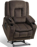EONIX Lay Flat Power Lift Recliner Chair with Heat and Massage, Dual Motor Electric Lift Chair for Elderly for Postoperative Recovery, 400lbs Heavy Duty, Cup Holders, Lumbar Pillow, Coffee