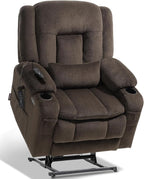 EONIX Lay Flat Power Lift Recliner Chair with Heat and Massage, Dual Motor Electric Lift Chair for Elderly for Postoperative Recovery, 400lbs Heavy Duty, Cup Holders, Lumbar Pillow, Coffee