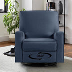 Harkawon Swivel Rocker Recliner Chair, Glider Rocker Recliner, Rocking Chairs Nursery, Fabric Chair with High Back, Deep Seat, for Living Room, Bedroom, Blue