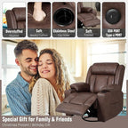 LEVELEVE Retro Rocking Recliner Chair, Massage Rocker Recliner Chair with Vibration Massage and Heat, USB and Type-C Ports,360° Swivel Chairs,Living Room, Bedroom, Nursery, RV, Brown