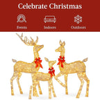 Best Choice Products 6.5ft 3-Piece Large Lighted Christmas Deer Family Set, Outdoor Yard Decoration with 385 LED Lights, Stakes, Zip Ties - Gold