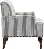 UIXE Stripe Accent Chairs Set of 2, Living Room Arm Chair Modern Nailhead Trim Club Armchair, Comfy Upholstered Sofa Lounge Seat Reading Seat Bedroom Side Seating for Home Office, Gray