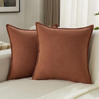 FUTEI Rust Chenille Throw Pillow Covers 22x22 Inch Set of 2,Edges Double-Stitched Cushion Cases,Modern Home Decor for Couch Living Room
