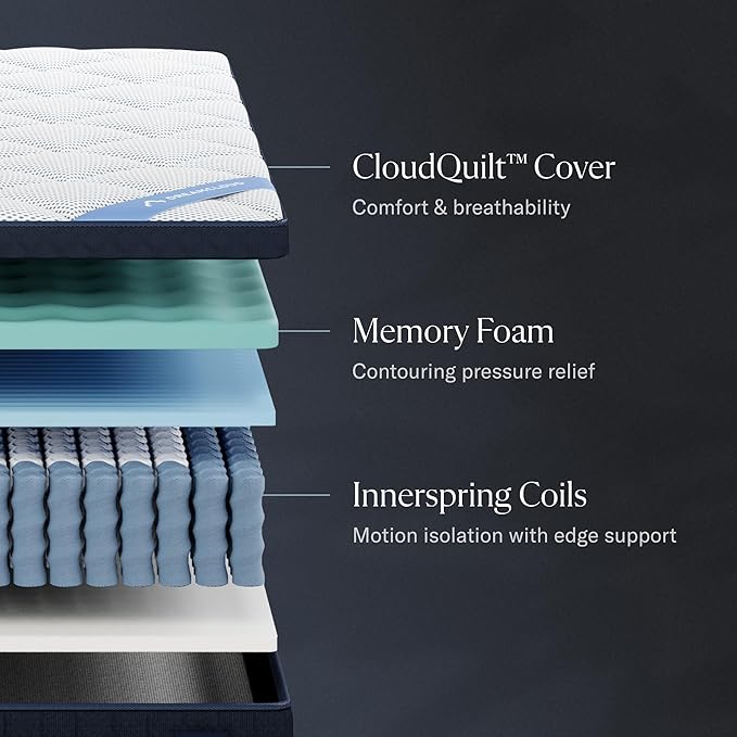 DreamCloud Premier 13" Queen Mattress - Luxury Hybrid Gel Memory Foam - 365 Night Trial - Fiberglass Free - Forever Warranty - Mattress in a Box - CertiPUR-US Certified