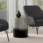 SIMPLIHOME Curtis Industrial 16 Inch Wide Metal Cylinder Accent Table in Ombre Black / Silver, Fully Assembled, For the Living Room and Bedroom