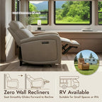 Watson & Whitely Power Recliner Chair, Zero Wall Hugger Recliners with Adjustable Headrest Type-C Charger, Faux Leather Single Sofa Chair RV Recliners for Small Space Living Room, Grey
