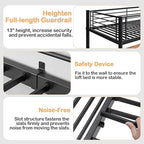 VECELO Metal Loft Bed Twin Size with Desk, Heavy Duty Bedframe with Removable Ladder and Safety Guardrail, Space-Saving, Noise Free, No Box Spring Needed, Matte Black