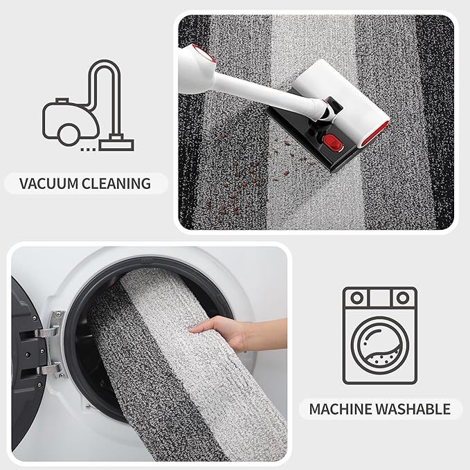 Kitinjoy Indoor Outdoor Door Mat, 47x20 Non-Slip Absorbent Dirt Trapper, Low-Profile Washable Inside Entrance Front Floor Mat, Sturdy Soft Entry Doormats for Entryway, Grey