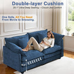 77" Cloud Chenille Sofa Set with Pillows, Deep Seat Loveseat Couch for Apartments, Space Saving 2-Seater with Solid Wood Frame, Easy Assembly (1YR Guarantee)