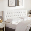 Tufted Upholstered Headboard King Size, Solid Wood Head Board with Durable Metal Legs, Adjustable Height Bed headboard from 37" to 51" Fabric Headboard in Modern Button Design, White