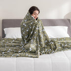 Berkshire Blanket Peanuts® VelvetLoft® Cute Character Snoopy Plush Blanket,Loden Green,Full/Queen 90 in x 90 in (Official Peanuts® Product)