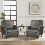Accent Chair for Living Room, Mid-Century Modern Upholstered Armchair, Comfy Velvet Chair w/Wood Legs & Nailhead Trim, Wingback Chair for Bedroom, Grey