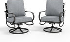 Sophia & William 2 Pieces Patio Furniture Sets Metal Sofa Chairs Patio Cushion Armchairs Swivel Sofa Chairs with Removable Cover for Garden Backyard Poolside Grey