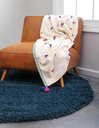 Unique Loom Solid Shag Collection Area Rug (4' 1" Round, Sapphire Blue/ Navy Blue)