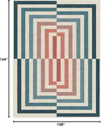RUGGABLE x Jonathan Adler Washable Modern Area Rug – Op Art Teal 9x12, Stain-Resistant, Non-Slip – Large Machine Washable Rugs for Living Room, Bedroom, Hallway, Entryway & Office–with Standard Pad