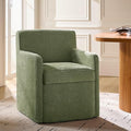 HULALA HOME Upholstered Dining Chair with Smooth-roling Castors, Modern Fabric Side Dining Room Chairs with Built-in Storage, Multi-Purpos Kitchen Chairs for Living Room, Moss