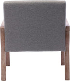 Mid Century Modern Accent Chair Set of 2, Linen Upholstered Living Room Accent Armchair with Wood Frame, Farmhouse Chair for Living Room Bedroom, Gray