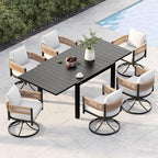 Grand patio 7-Piece Outdoor Dining Set for 6 with 1 Rectangle Expandable Table for 4-6 Person, Metal Woven Wicker Swivel Patio Chairs with Thickened Cushions for Yard, Poolside, Deck (Natural)